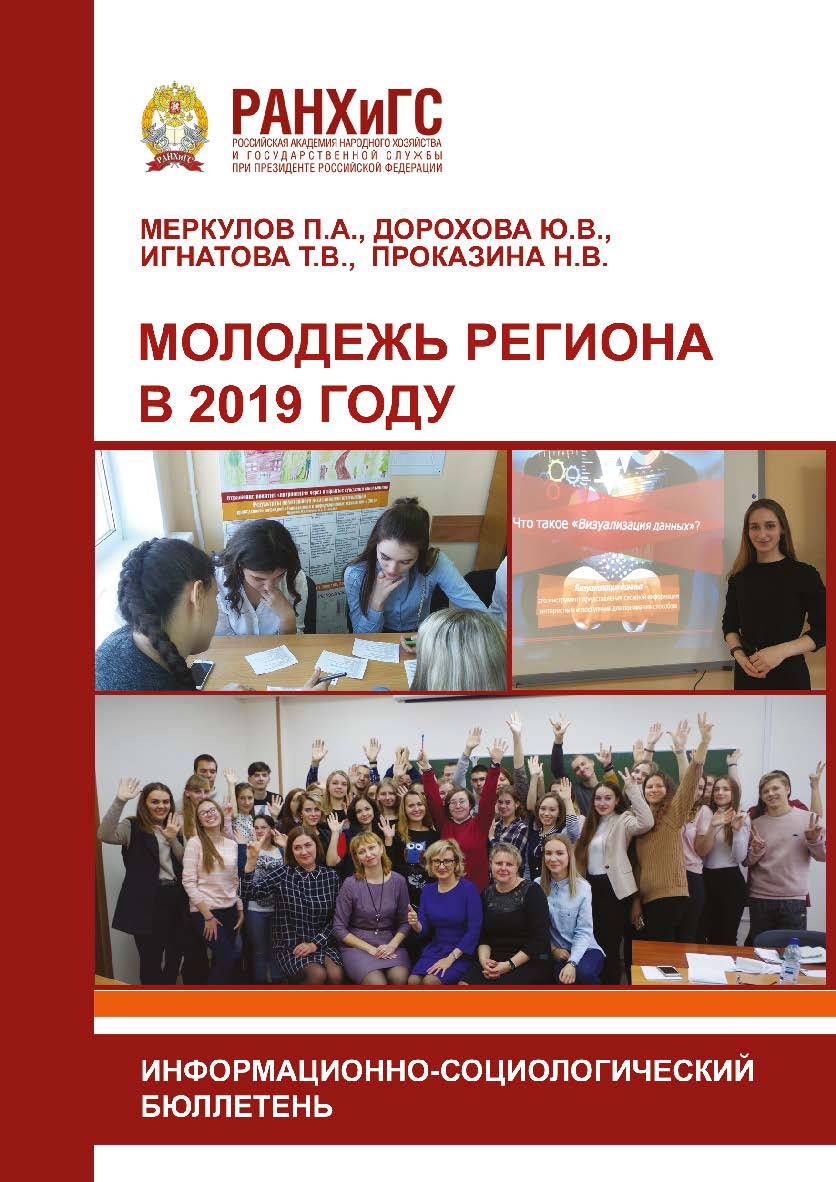 Молодежь региона в 2019 году. Научное издание. Информационно-социологический бюллетень. ISBN 978-5-93179-628-4